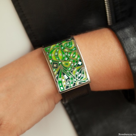 Браслет Fiore Luna, на кожаном черном ремешке, CB01366-4 G